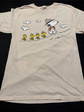 Peanuts Snoopy & Woodstock mens Tee - Cream